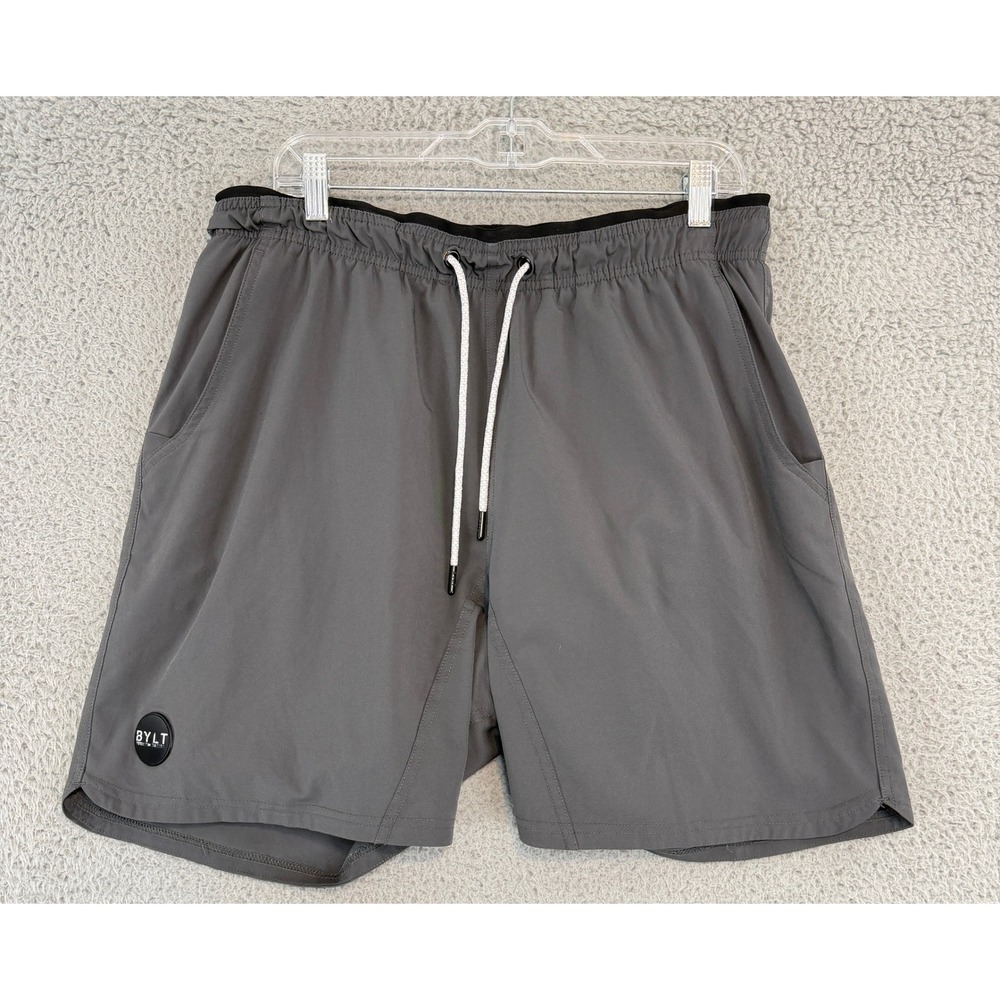 BYLT Active Shorts Mens XL Gray Athletic Running Gym Workout Zip Pocket Stretch